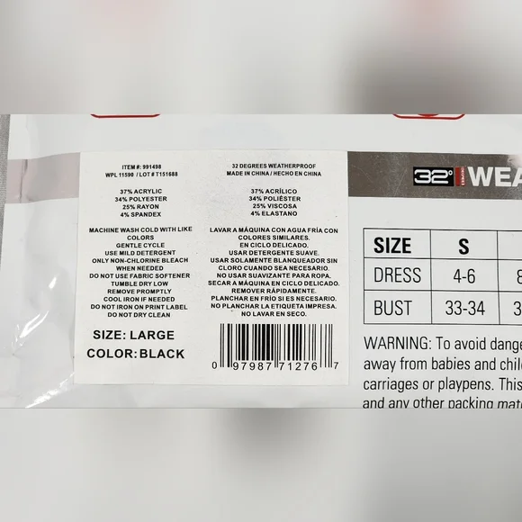 32 DEGREES HEAT LONG SLEEVE SCOOP NECK LAYER TSHIRT WOMENS NEW BLACK - Picture 5 of 8